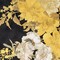1 Panel Exclusive Gold and Black Silk Charmeuse 53" Wide Floral Border Print for Dresses & Blouses